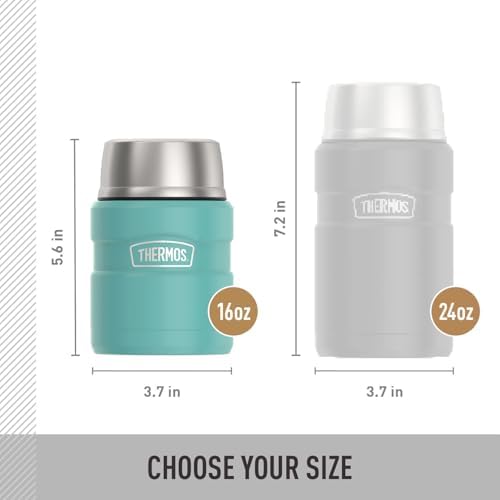 THERMOS Stainless King Food Jar with Spoon, 16oz, Matte Teal