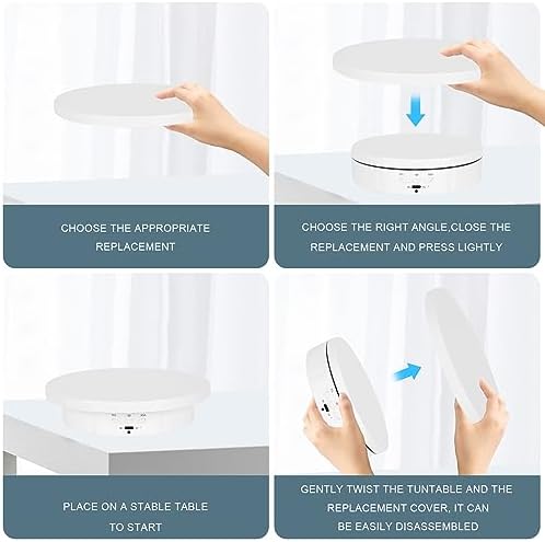 Remote Motorized Rotating Display Stand, Electric Rotating Platform with 5.74/7.08/8.66in Replacement Covers, 3 in 1 Turntable for Live Streaming Video Shoot Photography