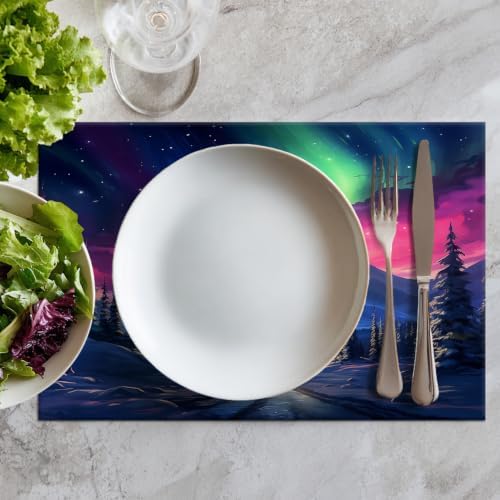 Batmerry Vintage Christmas Linen Placemats Set of 8, Cozy Fireplace Scene Washable Table Mats for Kitchen Table Thickened Heat Insulation Dining Set Indoor Outdoor 12X18 in