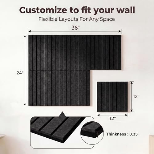 AHEONLAR Felt Bulletin Board 36"x 24", Cork Boards for Walls, 6 Pack Bulletin Board Large Cork Board for Office, Felt Boards with 40 Safe Removable Adhesive Tabs Wall Decor for Home(Black)
