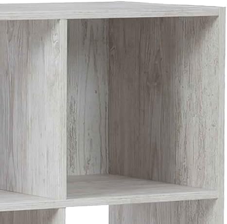 Benjara 9 Cube Wooden Organizer with Grain Details, White