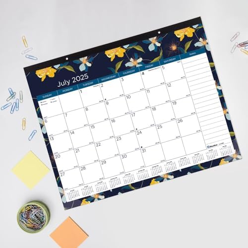 Blueline® Academic Monthly Desk Pad Calendar, 18 Months, July 2025 to December 2026, 22" x 17", Blossom Design (CA1716BD-26)