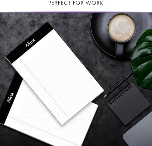 Alitte Legal Notepads 5x8, Pack of 6 - Perforated Narrow Ruled Writing Pad - Premium Thick Paper, No Ink Bleeding - Blank Legal Pads For Home, Office, School, Business - 50 Sheets Per Notebook
