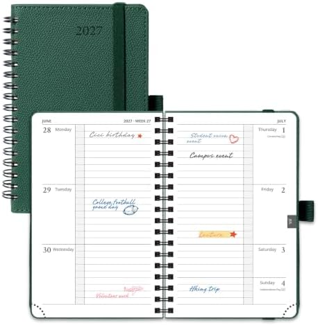 POPRUN 2027 Pocket Calendar, 4" x 6.25" Small Weekly Planner, Mini Agenda