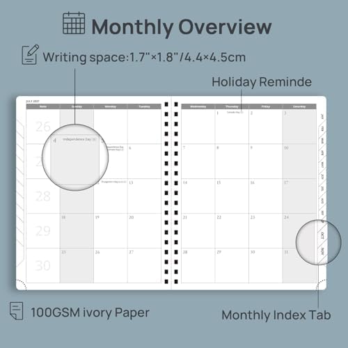 POPRUN 2027 Planner Daily Weekly and Monthly Calendar with Hourly Schedule, Monthly Tabs(Large Size 10'' x 8'' Wire-Bound Hard Cover) - Agenda 2027 (Jan.2027-Dec.2027) - Burgundy