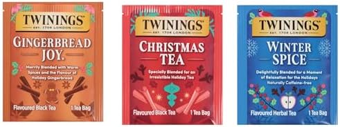 Twinings Winter Tea Collection, Limited Edition Holiday Gift Box, 20 Count (Pack of 3), Includes Christmas Tea, Winter Spice, and Gingerbread Joy, Enjoy Hot or Iced, 60 Teabags