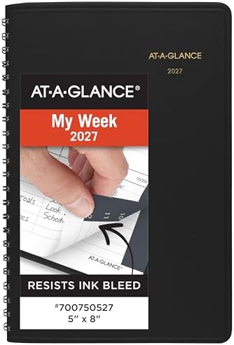 AT-A-GLANCE 2027 Appointment Book Planner, Weekly, 5" x 8", Hourly, Black (700750527)