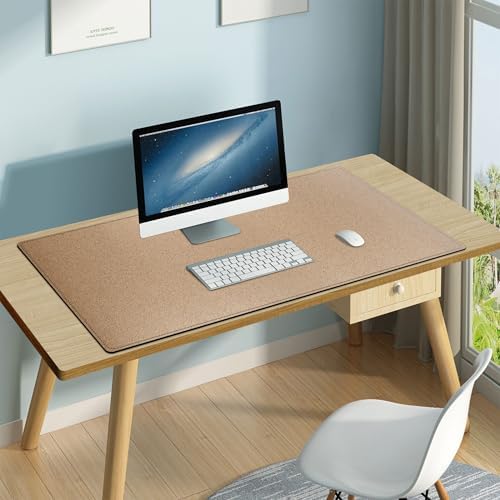 Mydours 40" x 20" Extra Large Desk Mat, PU Leather & Cork Desk Pad, (Brown)