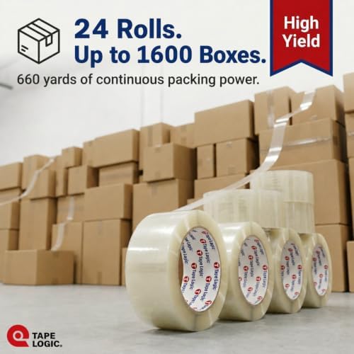 Tape Logic Packing Tape (24-Rolls), 3" x 110 yd - Heavy Duty Packaging Tape Refill for Shipping, Moving, Order Fulfillment, Acrylic 2.6 Mil