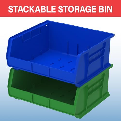 Akro-Mils 30250 AkroBins Plastic Storage Bins, 15"x16"x7", Black, 6-Pack