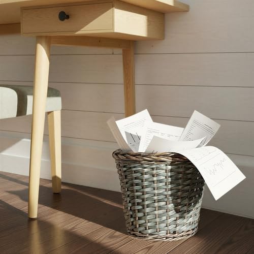 Household Essentials Handwoven Willow Waste Basket with Plastic Liner, Brown