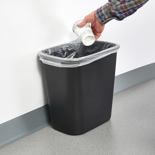 Winco 14 5/8" Black Plastic Waste Basket for Home and Office