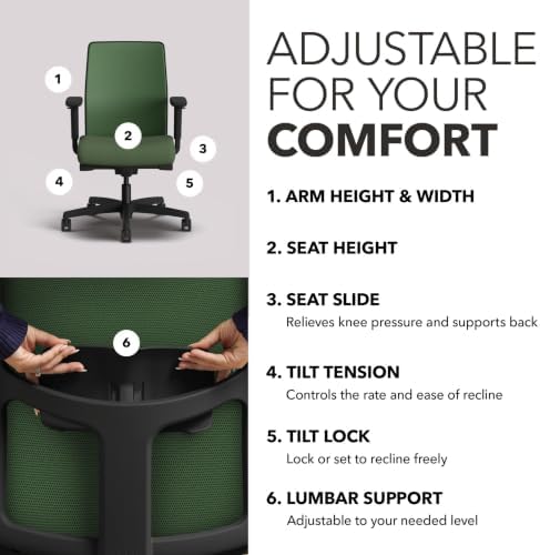 HON Ignition 2.0 Low Back Ergonomic Office Chair, Desk Chair, Leaf