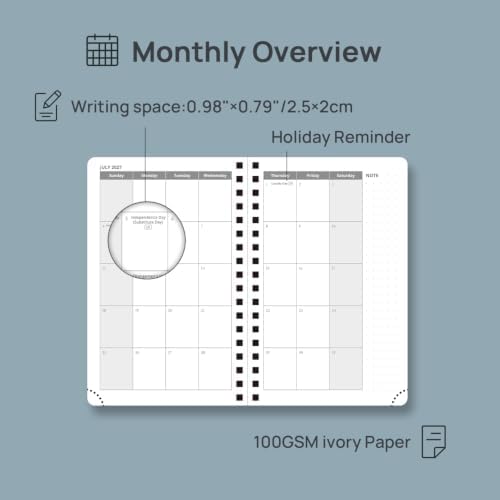 POPRUN Pocket Calendar 2027,4" x 6.25" Small Weekly Planner