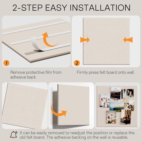MaxGear Extra Large Bulletin Board 72" x 48", Light Tan Felt Wall Tiles
