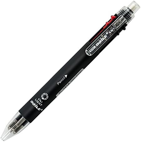 Baile Grip 5+1, 5 Color 0.7 mm Ballpoint Multi Pen & 0.5 mm Pencil With Eraser In Cap (BLACK)