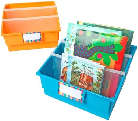 Really Good Stuff Neon Picture Book Classroom Library Bins, 4 Pack