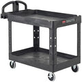 Rubbermaid Commercial Products 2-Shelf Utility/Service Cart, Small, Lipped Shelves, Ergonomic Handle, 500 lbs. Capacity, for Warehouse/Garage/Cleaning/Manufacturing