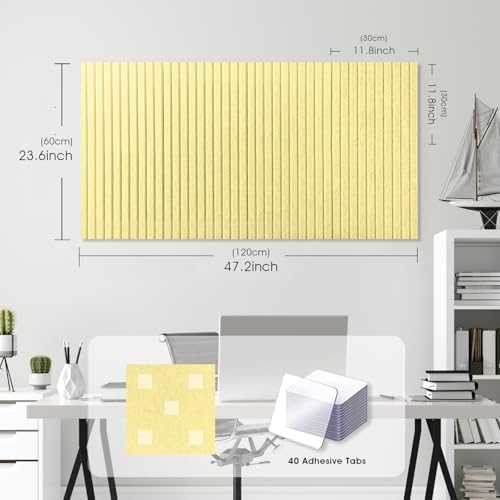 Large Felt Bulletin Board 48" x 24", Butter Yellow