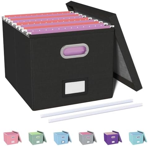 Oterri File Organizer, File Box, File Cabinet for Letter File Folder Storage, Hanging File Organizer for Office/Decor/Home,Document Organizer, 1 Pack,Black-Box Only