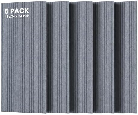 TO-TH Soundproofing Panels High-Density Acoustic Panel 5 Pack, African Gray