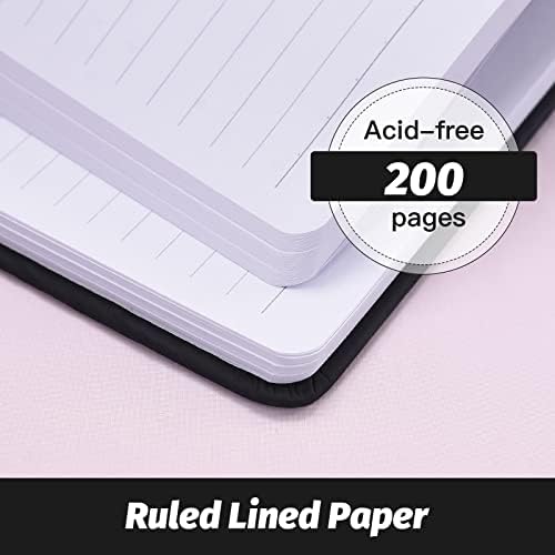 SUIN 6 Pack A5 Hardcover Lined Journal Notebooks, 200 Pages, Black