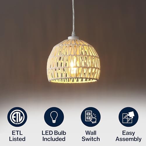 JONATHAN Y Campana 1-Light Pendant Dome Ceiling Lamp, 8.25", Cream