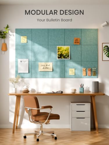 Bumusty 48"x 36" Large Felt Bulletin Board Tiles, Aqua Blue