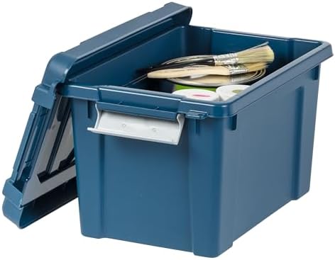 IRIS USA 6-Pack 5 Gal Heavy Duty Lockable Storage Totes with lids, Navy