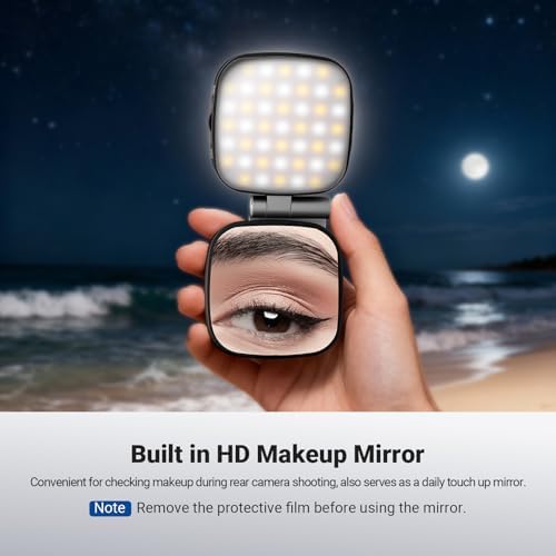 NEEWER Basics Magnetic Selfie Light Compatible with MagSafe iPhone, 2W CRI95+ Bi Color Swivel Small LED Phone Fill Lighting, 680lx/0.3m, Mirror for Vlog Recording Makeup Video Conference, NL45B Black