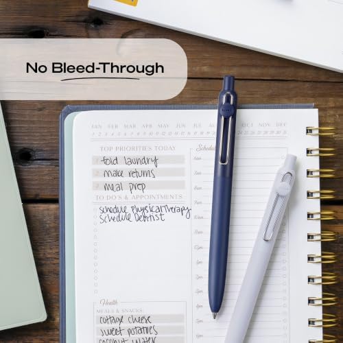 uniball™ Zento Gel Pens, Black Ink, 0.7mm Medium Point, Retractable, 2 Count, Smooth Writing, Quick-Drying, No Smear, No Bleed, Muted Barrel Colors