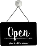 NAHANCO NMSKBOWA Come In We're Awesome Open/Closed Metal Hanging Sign Kit, 12”W x 8”H, Black/White