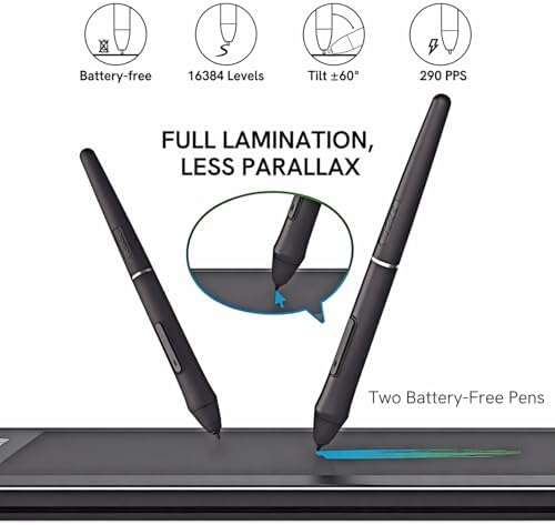 VEIKK VK1200V2 Drawing Tablet with Screen,11.6 Inch Full-Laminated Graphics Drawing Monitor,Upgraded 16384 Pressure Sensitivity, 2 Styluses, 120% sRGB,Graphics Tablet for PC Mac Linux Windows