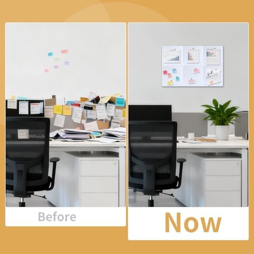 Large Bulletin Felt Board – 36" x 24" Wall Tiles with 50 Wooden Push Pins for Office, Home, Notes, Photos & DIY Classroom Décor(6PCS,White)