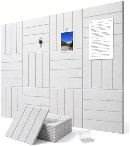 0.47" Thick Felt Wall Tiles 48"x36" Cork Board Alternative 12 Pack 11.81"x11.81"Felt Bulletin Board Pin Board with Removable Adhesive Tape&60 Pushpins for Home Office School(Bold-Light Camel)
