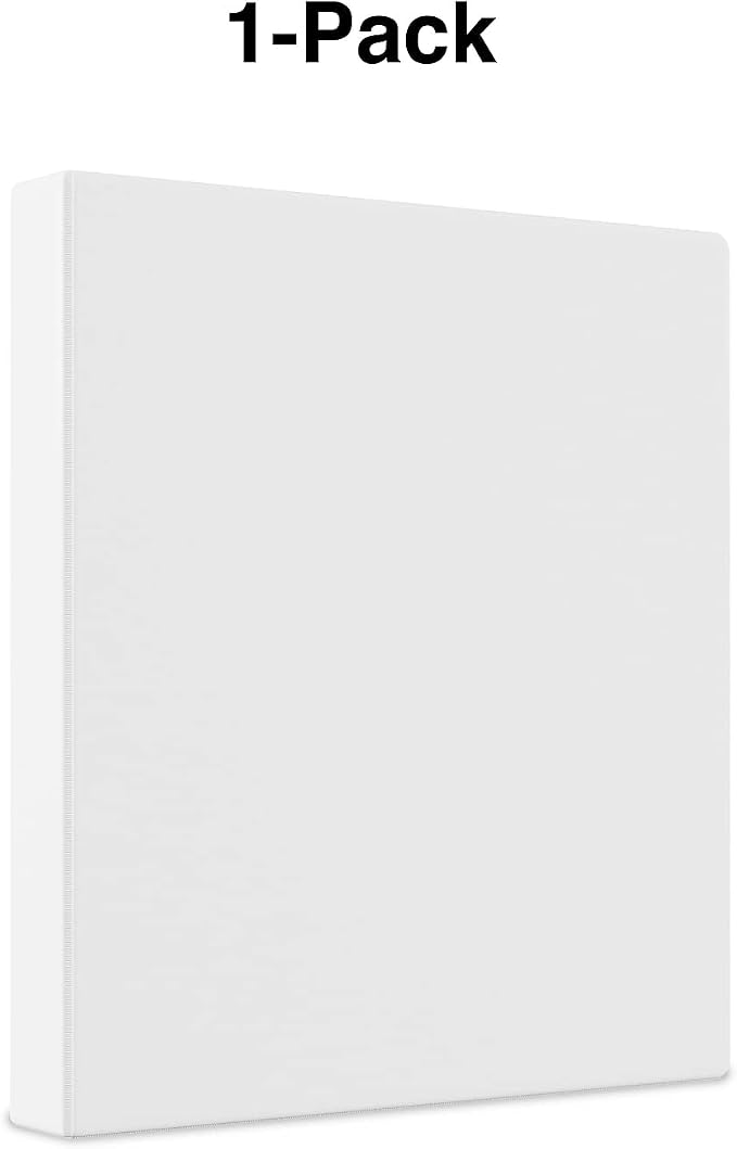 Staples Economy 1‑Inch 3‑Ring View Binder, White, Clear Overlay, Lightweight Round Rings, Budget Organization for School & Office, 3‑Pack