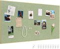 SELEAD Linen Bulletin Board 48” x 24” - Golden Aluminum Frame, Green Fabric