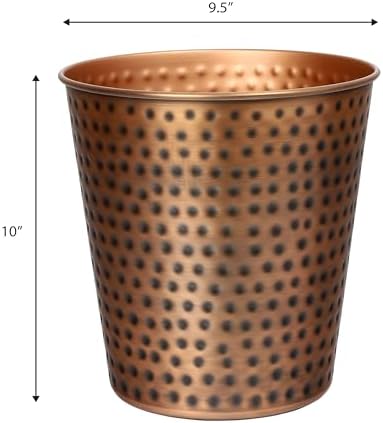 happimess Axel 2 Gal Hammered Steel Waste Bin 10", Antique Copper, Set of 2