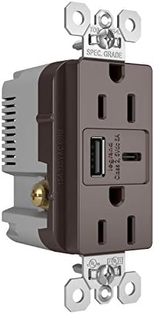 Legrand 15 Amp TR Spec Grade Outlet 6A USB Type A/C Brown 1 Pack