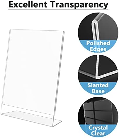 MaxGear Acrylic Sign Holder 4 x 6 Inches 12 Pack, Vertical L Shape