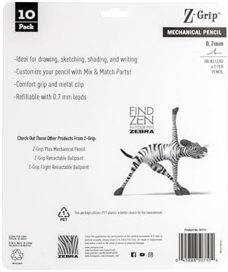 Zebra Pen Z-Grip Mechanical Pencil, 0.7mm #2 HB, Bright Barrels, 10-Pack