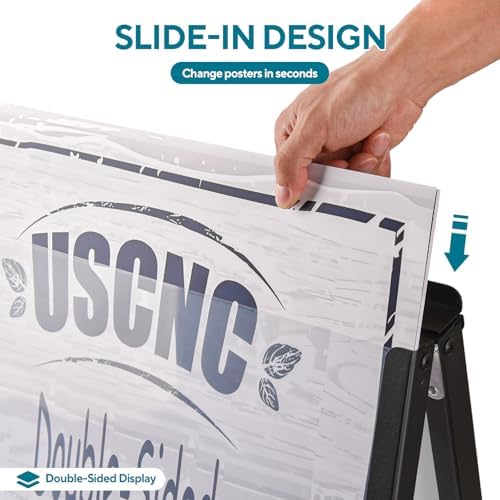USCNC A Frame Sidewalk Sign 24x36 inches Sandwich Board Signs Outdoor Heavy Duty Double-Sided,including 2 Corrugated Boards 2 Anti-Glare for Business Indoor Outdoor (1PACK)