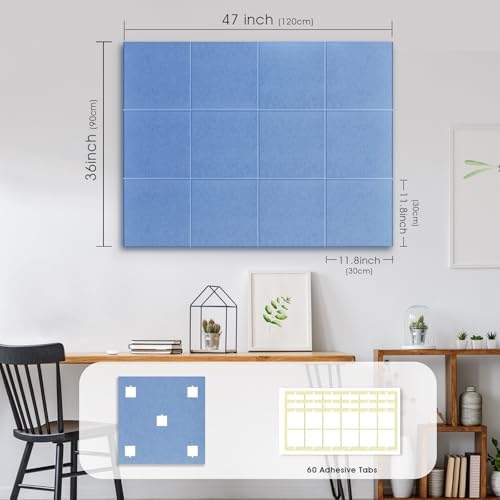 48" x 36" Large Felt Bulletin Board 1/2" Thick, Sky Blue