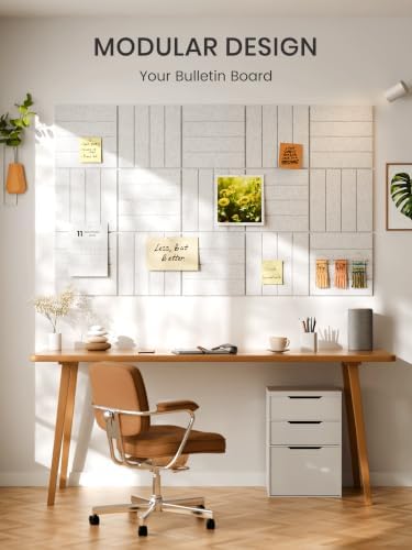 Bumusty 36" x 24" Large Cork Board Alternative, Light Gray