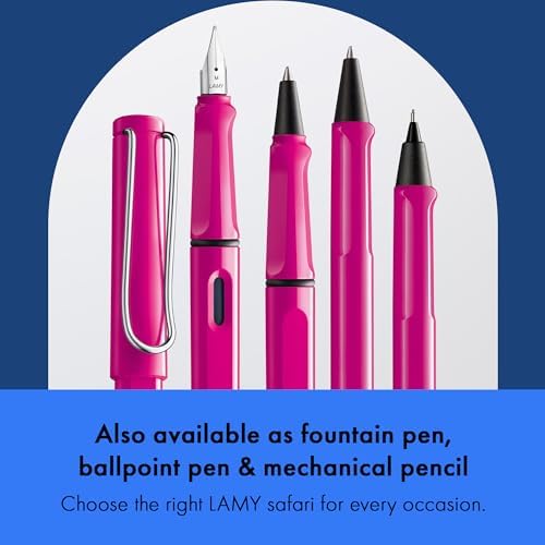 Lamy safari pink - Rollerball Pen with ergonomic grip & line width M - for pleasant long writing - made of robust ASA plastic - including rollerball refill M 63 in black