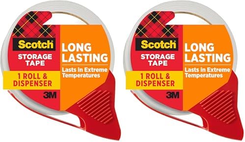 Scotch Long Lasting Storage Shipping Packaging Tape, 1.88" x 38.2 yd, 1 Roll with Dispenser (3650S-RD-ESF) (Pack of 2)