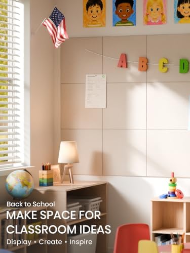Bumusty 48"x 36" Large Felt Bulletin Board Tiles, Oatmeal