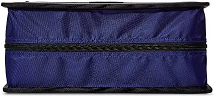 Amazon Basics Durable 3 Ring Zipper Binder with Multiple Pockets and Shoulder Strap, D-Ring Closure, Large Capacity, 4 inches, Blue