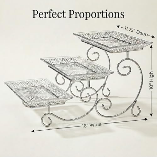 Godinger Dublin 3- Tiered Serving Stand for party and Event Dessert and Food Display Server