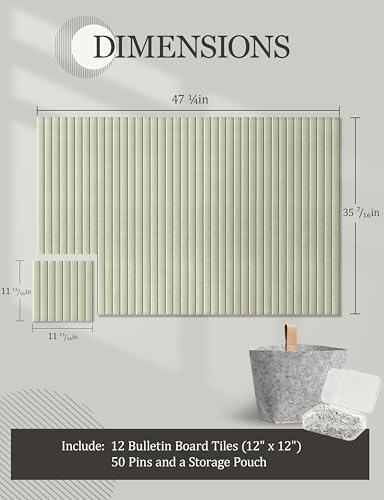 Large Felt Bulletin Board 48x36 Cork Board for Office - Sage Green